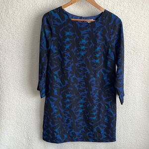 J Crew‎ Dress Womens Size 4 Blue Black Floral